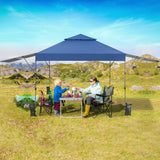 NNECW Outdoor Instant Pop-up Canopy Tent with Dual Half Awnings-Blue
