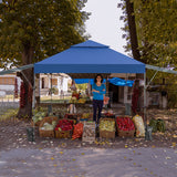 NNECW Outdoor Instant Pop-up Canopy Tent with Dual Half Awnings-Blue