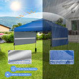NNECW Outdoor Instant Pop-up Canopy Tent with Dual Half Awnings-Blue