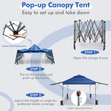 NNECW Outdoor Instant Pop-up Canopy Tent with Dual Half Awnings-Blue