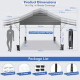 NNECW Outdoor Instant Pop-up Canopy Tent with Dual Half Awnings-Grey