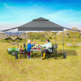 NNECW Outdoor Instant Pop-up Canopy Tent with Dual Half Awnings-Grey