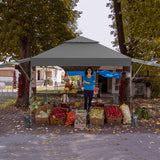 NNECW Outdoor Instant Pop-up Canopy Tent with Dual Half Awnings-Grey