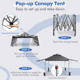 NNECW Outdoor Instant Pop-up Canopy Tent with Dual Half Awnings-Grey