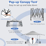 NNECW Outdoor Instant Pop-up Canopy Tent with Dual Half Awnings-White