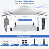 NNECW Outdoor Instant Pop-up Canopy Tent with Dual Half Awnings-White
