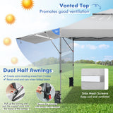NNECW Outdoor Instant Pop-up Canopy Tent with Dual Half Awnings-White
