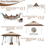 NNECW 390 x 390 cm UPF 50+ Patio Pop-Up Gazebo with Wheels & Leg Skirts & Portable Bag