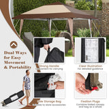 NNECW 390 x 390 cm UPF 50+ Patio Pop-Up Gazebo with Wheels & Leg Skirts & Portable Bag
