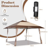 NNECW 390 x 390 cm UPF 50+ Patio Pop-Up Gazebo with Wheels & Leg Skirts & Portable Bag