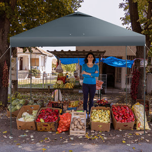 NNECW 3m x 3m Height-Adjustable &amp Tiltable Pop-up Canopy with Carry Bag-Grey