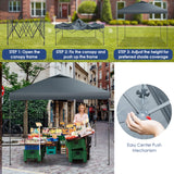 NNECW 3m x 3m Height-Adjustable &amp Tiltable Pop-up Canopy with Carry Bag-Grey