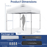NNECW 3m x 3m Height-Adjustable &amp Tiltable Pop-up Canopy with Carry Bag-White