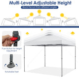 NNECW 3m x 3m Height-Adjustable &amp Tiltable Pop-up Canopy with Carry Bag-White