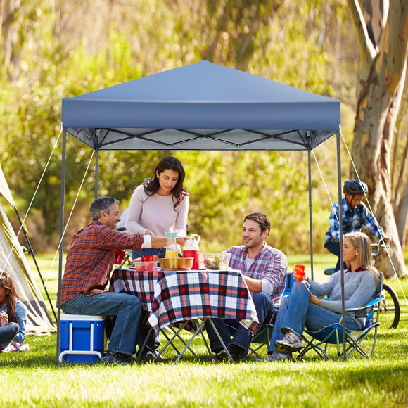 NNECW 2 x 2m UPF 50+ Outdoor Pop-up Canopy with Adjustable Heights & Carry Bag-Blue