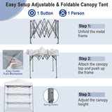 NNECW 2 x 2m UPF 50+ Outdoor Pop-up Canopy with Adjustable Heights &amp Carry Bag-White