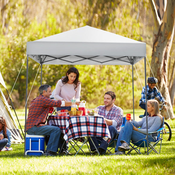 NNECW 2 x 2m UPF 50+ Outdoor Pop-up Canopy with Adjustable Heights & Carry Bag-White