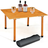 NNECW Outdoor Folding Camping Roll up Table with Carry Bag for Picnic &amp Beach-Natural