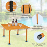 NNECW Outdoor Folding Camping Roll up Table with Carry Bag for Picnic &amp Beach-Natural