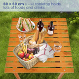 NNECW Outdoor Folding Camping Roll up Table with Carry Bag for Picnic &amp Beach-Natural