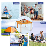 NNECW Outdoor Folding Camping Roll up Table with Carry Bag for Picnic &amp Beach-Natural