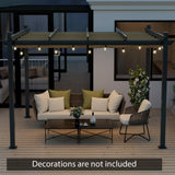 NNECW Outdoor Retractable Pergola with Retractable Canopy Cover for Garden