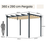 NNECW Outdoor Retractable Pergola with Retractable Canopy Cover for Garden