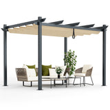 NNECW Outdoor Retractable Pergola with Retractable Canopy Cover for Garden