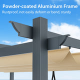 NNECW Outdoor Retractable Pergola with Retractable Canopy Cover for Garden