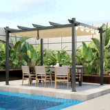 NNECW Outdoor Retractable Pergola with Retractable Canopy Cover for Garden