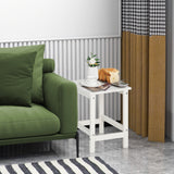 NNECW Stylish Side Table with Weather-Resistant Material for Patio/Porch/Garden-White