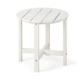 NNECW Side Table with Weather-Resistant Material for Patio/Porch/Garden-White