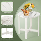 NNECW Side Table with Weather-Resistant Material for Patio/Porch/Garden-White