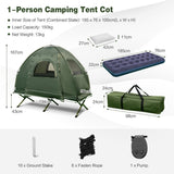 NNECW  5-In-1 Single Folding Camping Tent Cots  with Comfy Air Mattress and Pillow for Hiking & Picnic