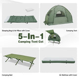 NNECW  5-In-1 Single Folding Camping Tent Cots  with Comfy Air Mattress and Pillow for Hiking & Picnic
