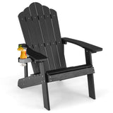 NNECW Adirondack Chair with Cup Holder for Patio-Black
