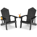 NNECW Adirondack Chair with Cup Holder for Patio-Black