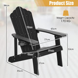 NNECW Adirondack Chair with Cup Holder for Patio-Black