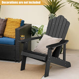 NNECW Adirondack Chair with Cup Holder for Patio-Black