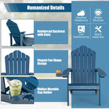 NNECW Adirondack Chair with Cup Holder for Patio-Navy
