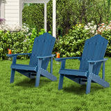NNECW Adirondack Chair with Cup Holder for Patio-Navy