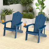 NNECW Adirondack Chair with Cup Holder for Patio-Navy