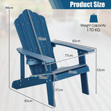 NNECW Adirondack Chair with Cup Holder for Patio-Navy