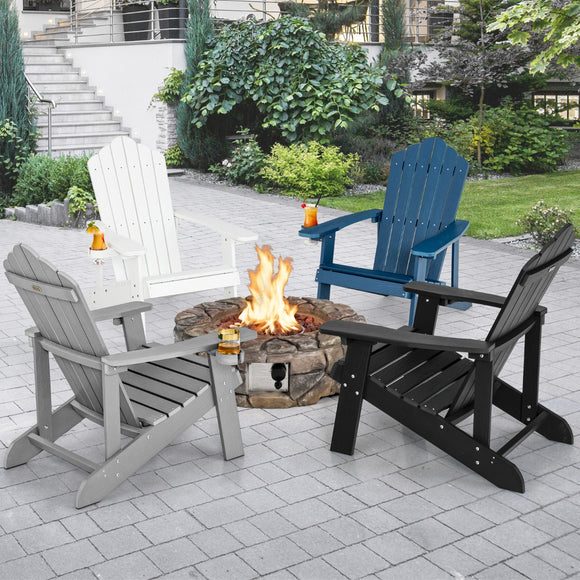 NNECW Adirondack Chair with Cup Holder for Patio-Silver
