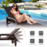 NNECW Chaise Lounge Chair with 4-Position Adjustable Backrest for Garden/Patio-Coffee