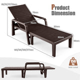 NNECW Chaise Lounge Chair with 4-Position Adjustable Backrest for Garden/Patio-Coffee