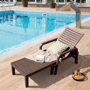 NNECW Chaise Lounge Chair with 4-Position Adjustable Backrest for Garden/Patio-Coffee