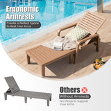 NNECW Chaise Lounge Chair with 4-Position Adjustable Backrest for Garden/Patio-Natural