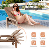 NNECW Chaise Lounge Chair with 4-Position Adjustable Backrest for Garden/Patio-Natural