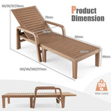 NNECW Chaise Lounge Chair with 4-Position Adjustable Backrest for Garden/Patio-Natural